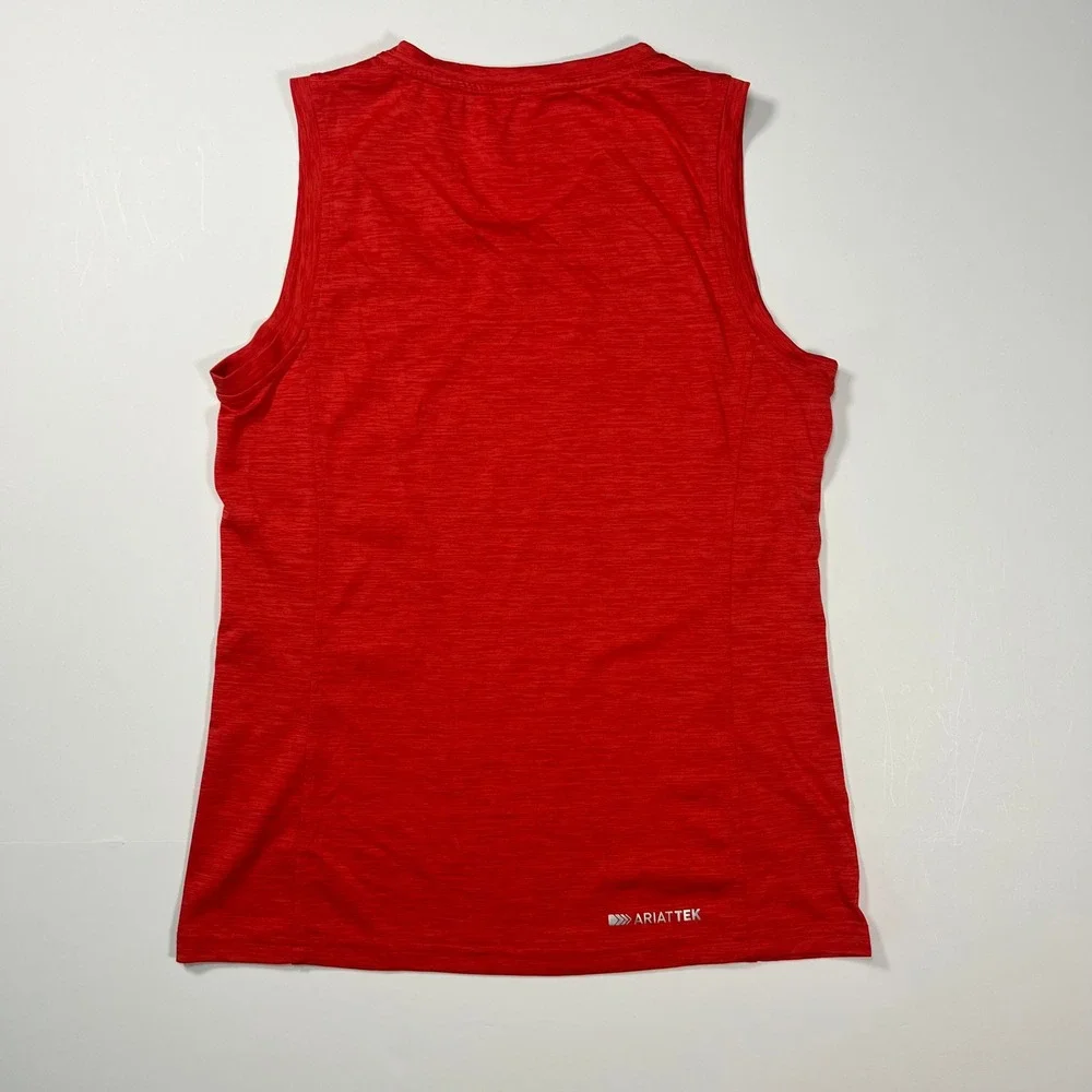 Ariat Tank Top Medium Red AriatTEK V-Neck Performance Activewear Sleeveless - Picture 2 of 9